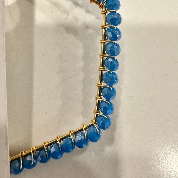 Francesca's Collections Blue and Gold Beaded Hoop Earrings - NWT - Picture 4 of 6